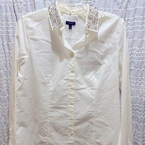Talbots Rhinestone Studded Collar Shirt - Size 8